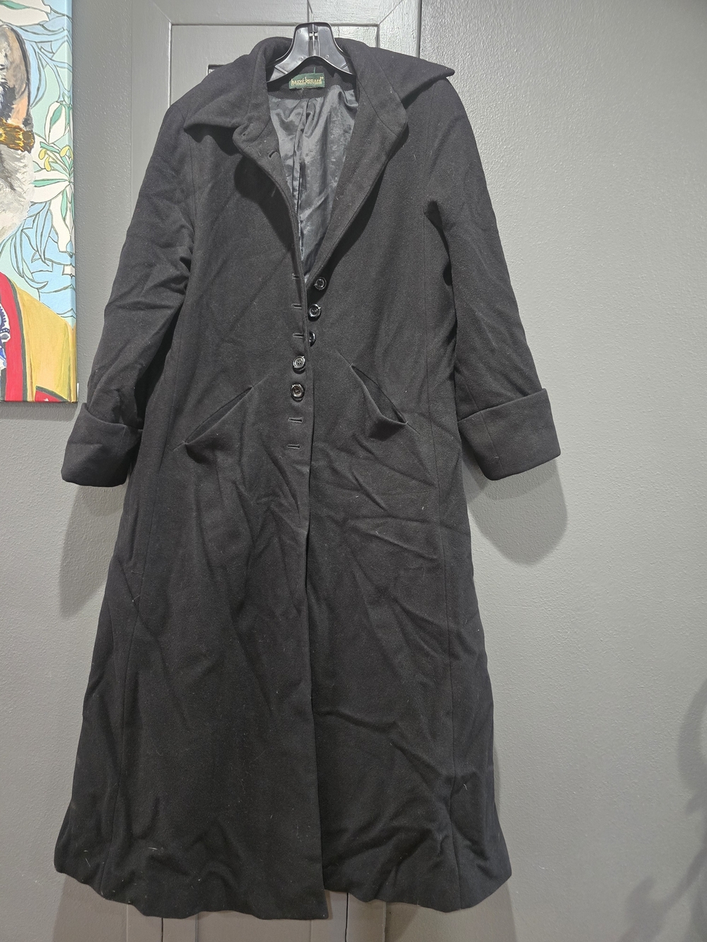 Harve Benard Black Maxi Coat Dress with Button Front